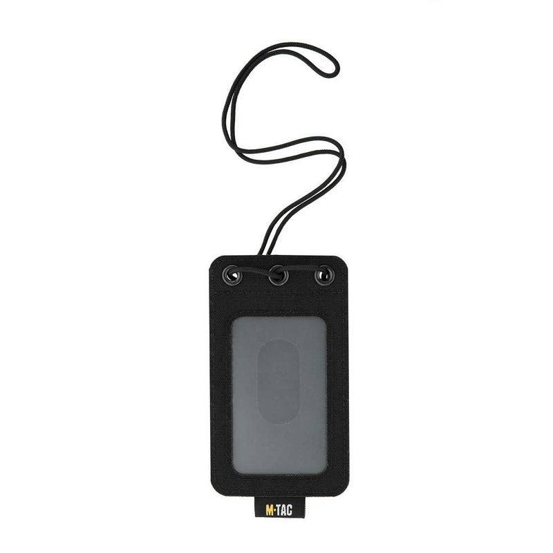 M-Tac Tactical Hanging ID Card and Patch Holder with Hook and Loop Surface and Draw Cord (Black) - Image 1
